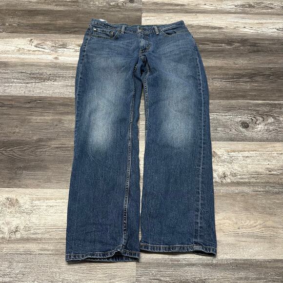 Levis 514 Red Tab Faded Mid Wash Blue Mens 33x30 Straight Leg Denim Jeans Casual - Picture 1 of 11